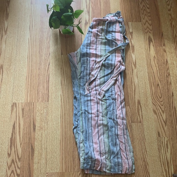 Indigo rein wide leg striped pants with a tie-belt - Picture 2 of 4